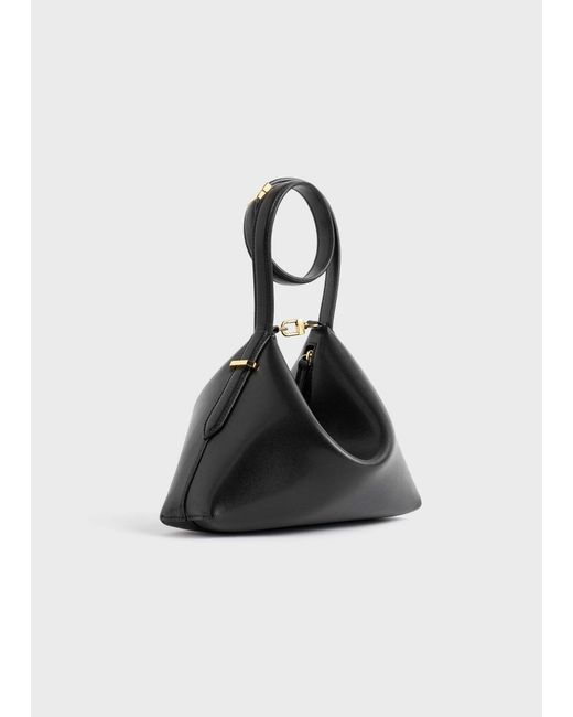 Totême Black Totême Bevel Logo Printed Top Handle Bag