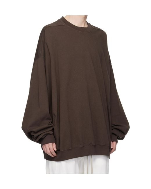 Rick Owens Brown Temple Hun Crew Neck Sweatshirt for men