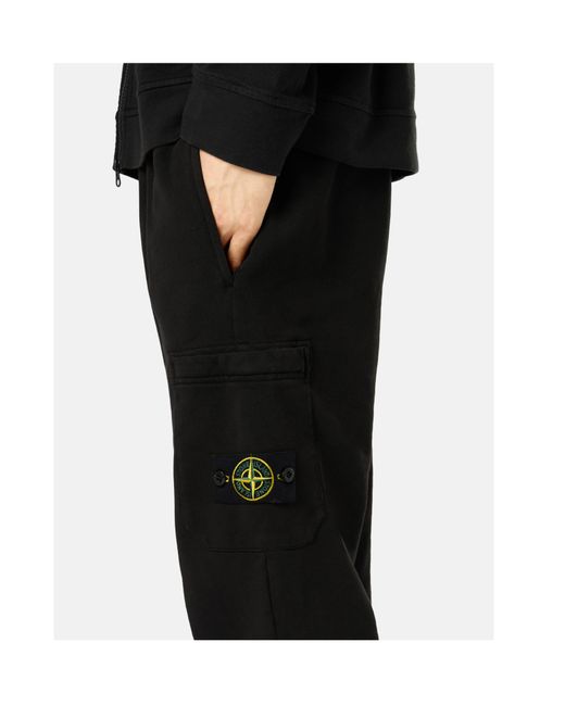 Stone Island Black Patch-Pocket Cotton Track Pants for men