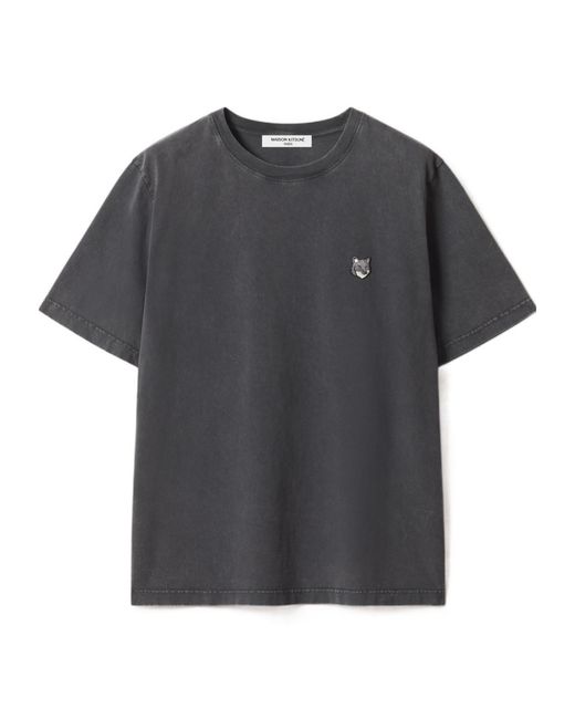 Maison Kitsuné Black Maison Kitsuné Embroidered Logo T-Shirt for men