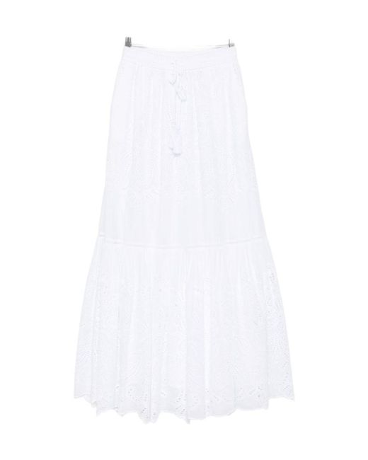 ERMANNO FIRENZE White Broderie Tiered Skirt