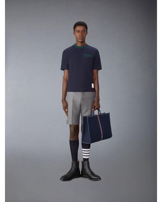 Thom Browne Black Pointelle-Knit Crewneck T-Shirt for men
