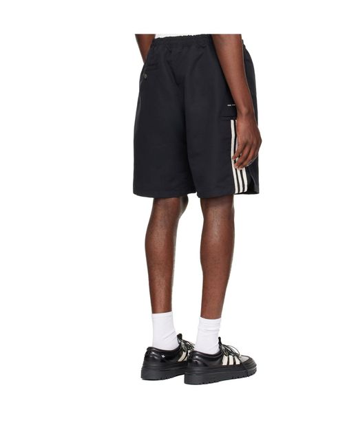Song For The Mute Black X Adidas 007 Logo-Embroidered Side-Stripe Shorts for men