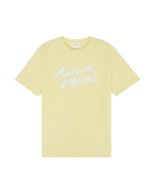 Maison Kitsuné Yellow Maison Kitsuné Logo Printed Crewneck T-Shirt for men
