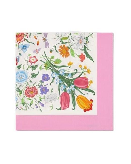 Gucci White Printed Silk Twill Carré