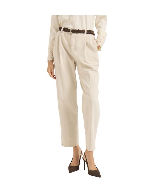 Brunello Cucinelli Natural Pleated Trousers