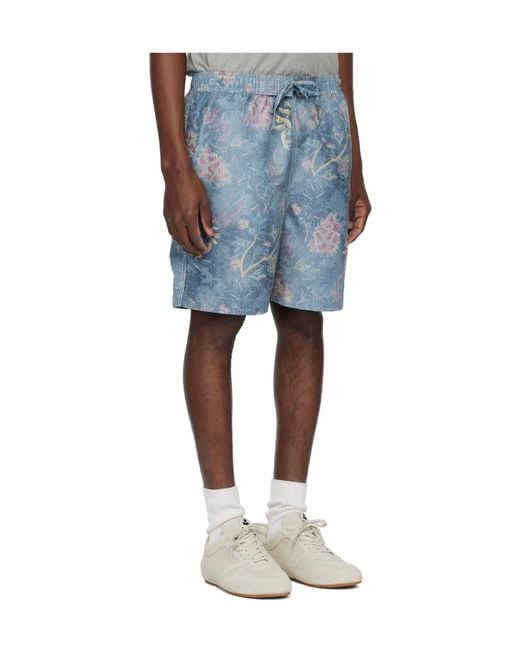 Isabel Marant Blue Hydra Printed Swim Trunks for men