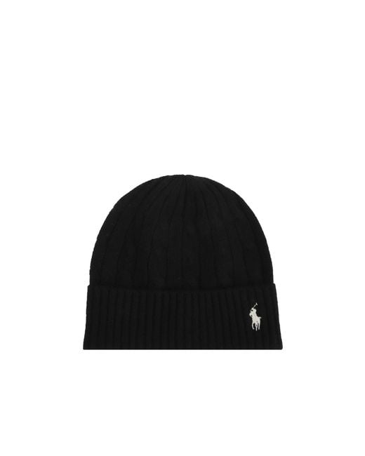 Polo Ralph Lauren Black Cable Knit Hat