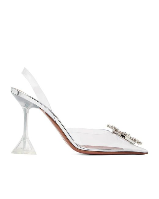 AMINA MUADDI White Begum Glass Slack-Heeled Heels