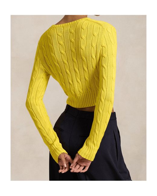 Polo Ralph Lauren Yellow Cable-Knit Cropped Jumper