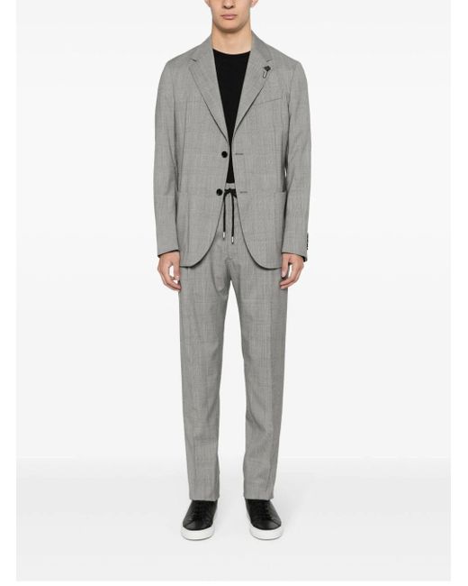 Lardini Gray Prince-Of-Wales-Check Wool Suit for men
