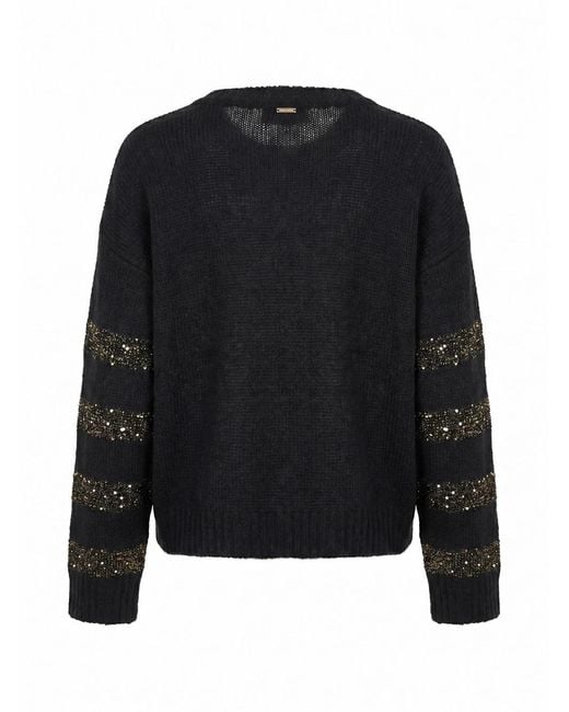 Twinset Black Crew Neck Long-Sleeved Sweater
