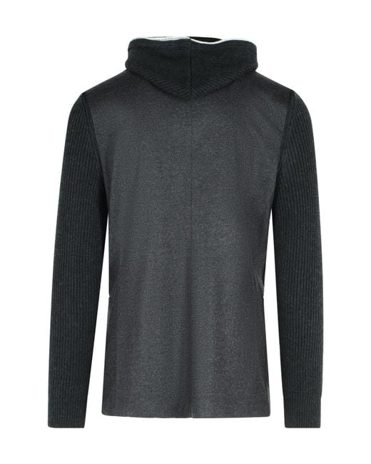 Eleventy Black Knit Insert Hooded Jacket for men