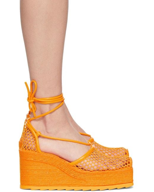 Bottega Veneta Metallic Net-Panel 90Mm Wedge Sandals