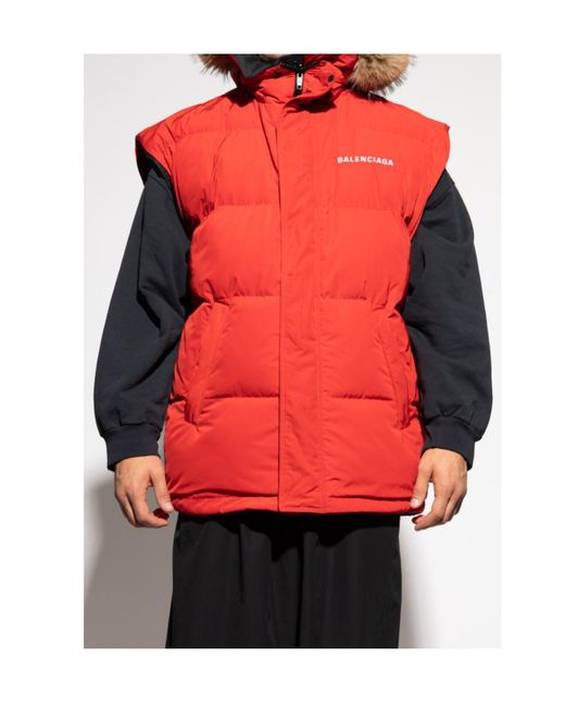 Balenciaga Black Fur-Trimmed Padded Jacket for men