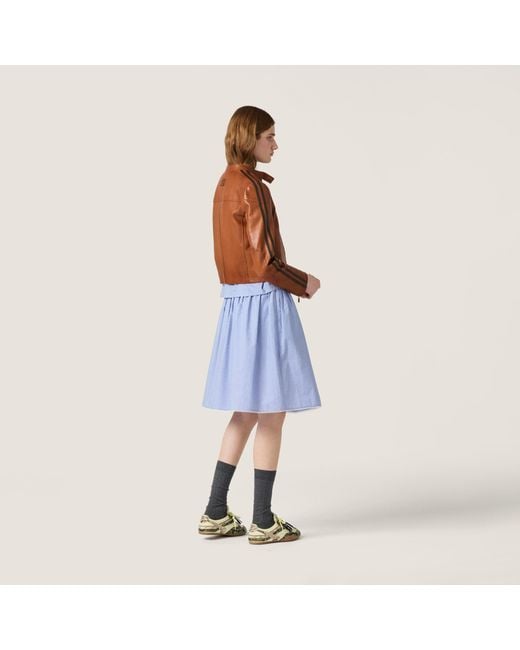 Miu Miu Blue Logo-Patch Midi Skirt