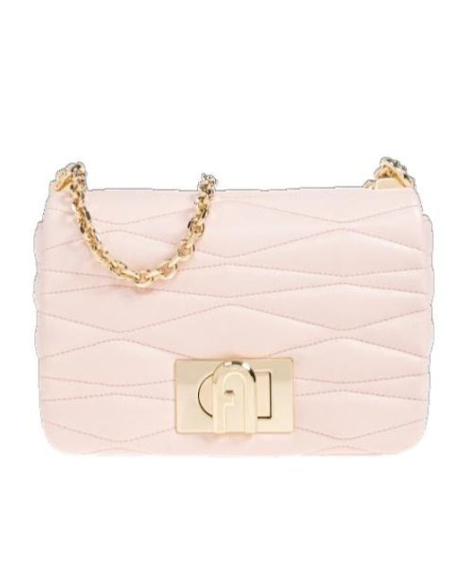 Furla Pink 1927 Quilted Small Shoulder Bag