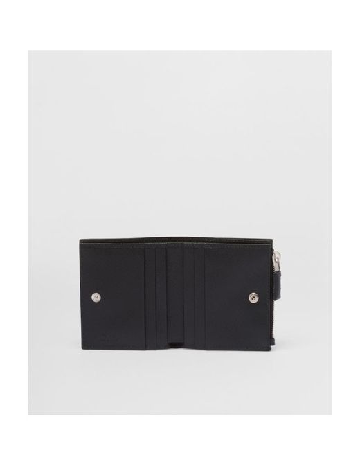 Prada Black Logo Plaque Bi-Fold Wallet for men