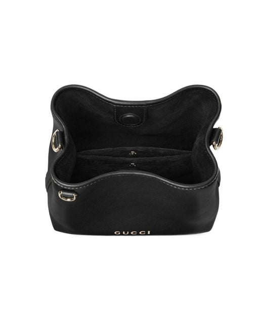 Gucci Black Gg Emblem Small Bucket Bag, Leather
