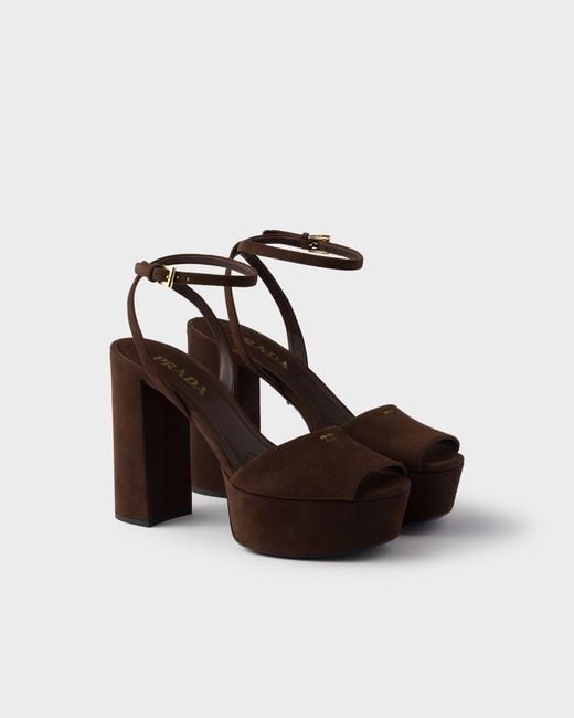 Prada Black Suede Platform Sandals