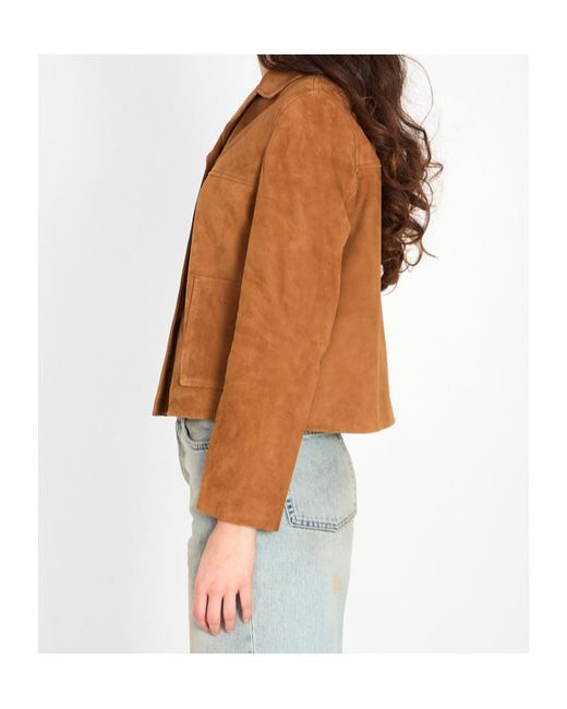 Arma Blue Lotus Cropped Suede Jacket