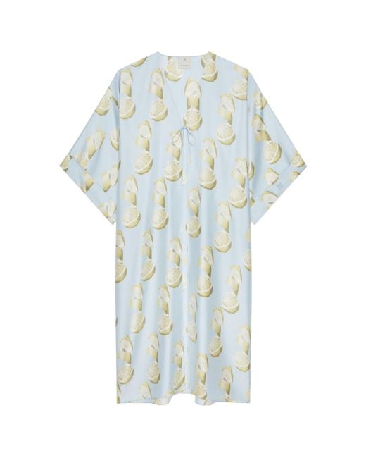 Givenchy Blue Lemon-Print V-Neck Dress