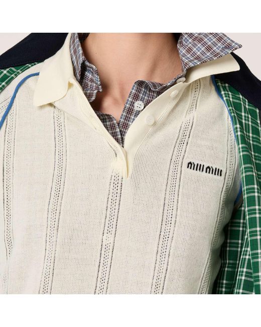 Miu Miu Natural Cotton Knit Polo Shirt