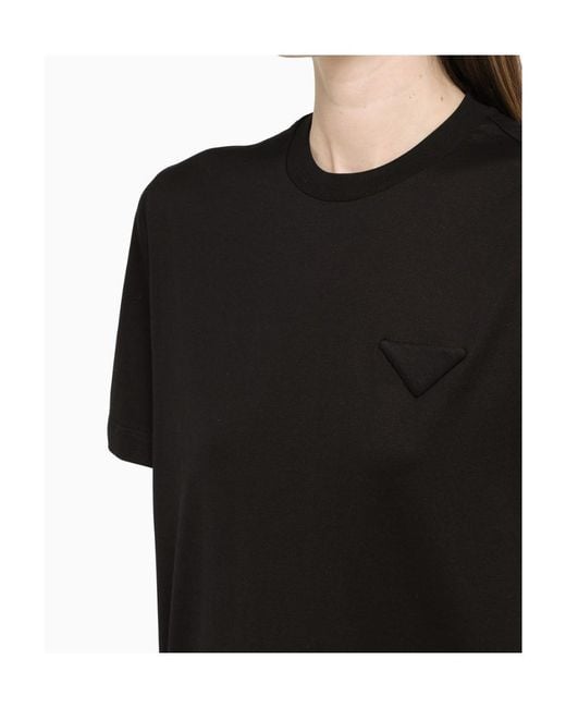 Prada Black T-Shirt With Round Neck And Short Sleeves