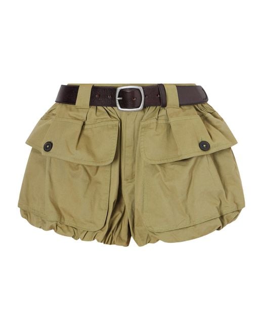 Sea Green Andrea Belted Cotton-Twill Shorts