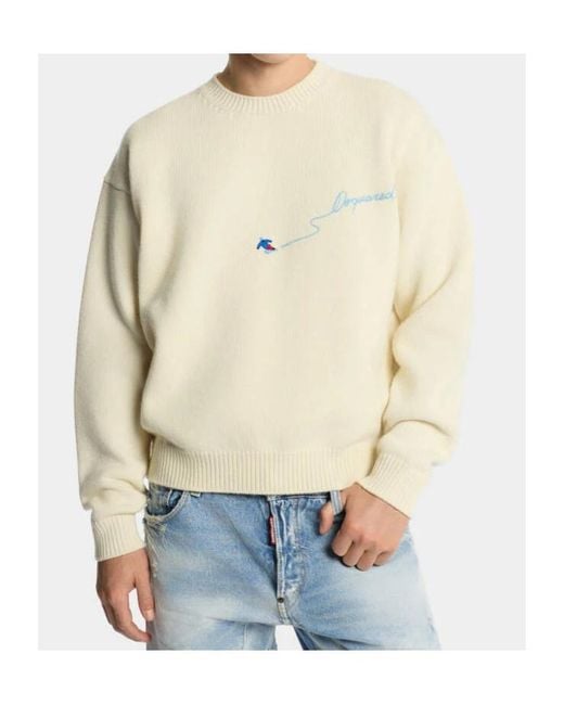 DSquared² Natural Crew-Neck Sweater for men