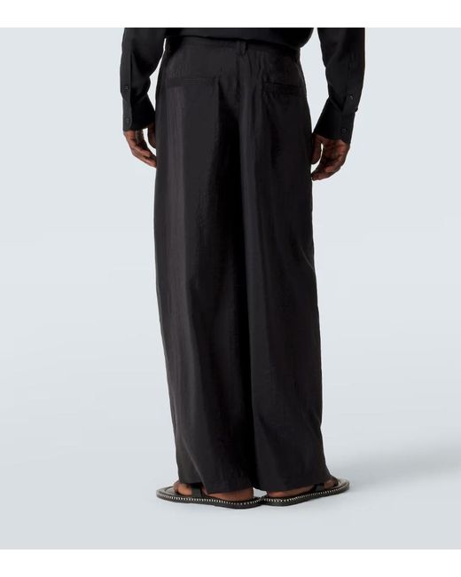 Lemaire Black Silk-Blend Straight Pants for men