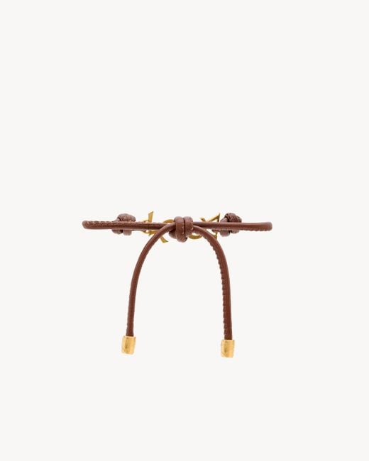 Saint Laurent Brown Cassandre Cord Bracelet