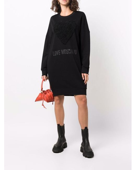 Moschino Black Heart-Patch Sweat Dress