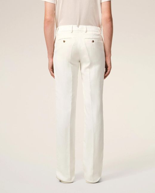 AMI White Buttoned Straight-Leg Pants for men