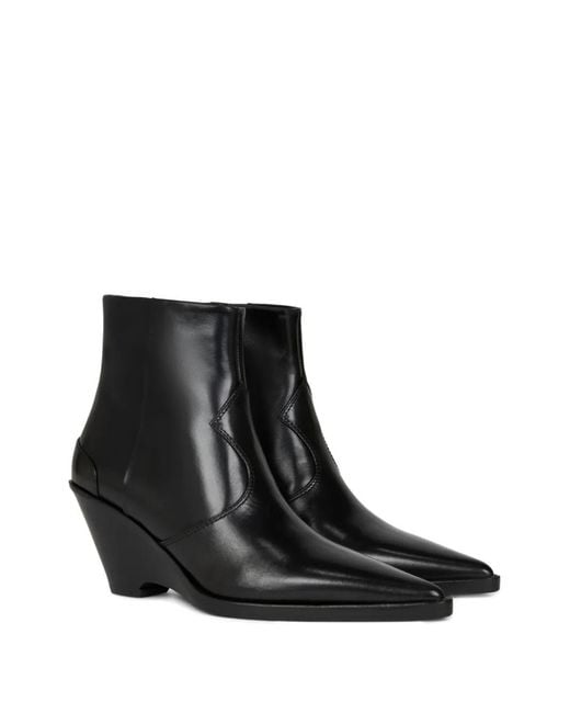Etro Black Leather Ankle Boots With Wedge Heel