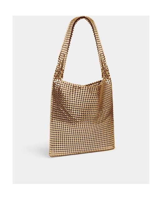 Rabanne Natural Pixel Snap Button Fastened Tote Bag