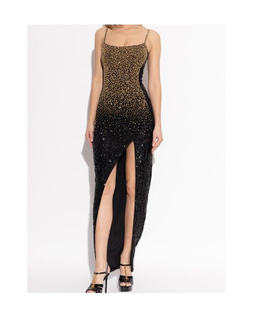 Balmain Black Sequin Embellished Spaghetti Strap Dress
