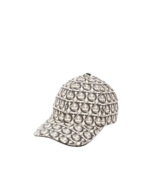 Ferragamo White Gancini Jacquard Baseball Cap for men