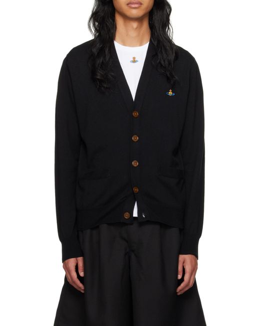Vivienne Westwood Blue Orb Logo Embroidered V-Neck Cardigan for men