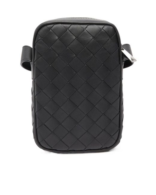 Bottega Veneta Black Zippered Mobile Phone Shoulder Bag for men
