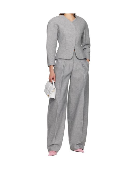 Jacquemus Gray Textured-Fabric Fitted Jacket