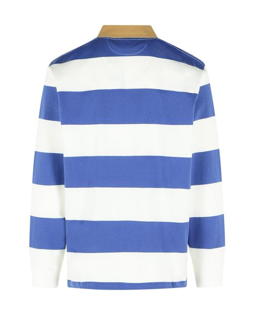 Polo Ralph Lauren Blue Striped-Pattern Long-Sleeve Polo Shirt for men
