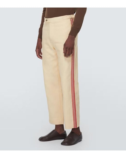 Bode Natural Stria Beaded Cotton Straight Pants for men