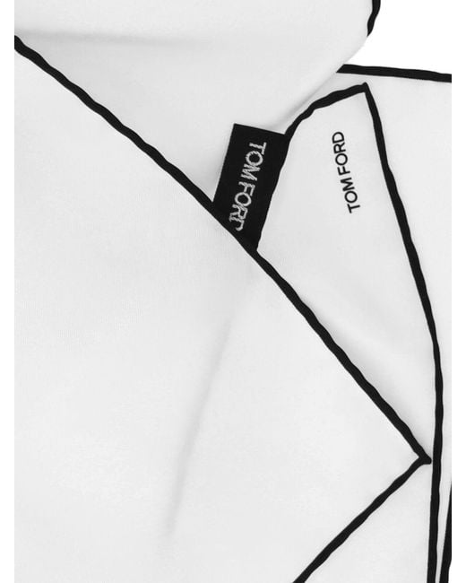 Tom Ford White Satin Pocket Square Scarf for men