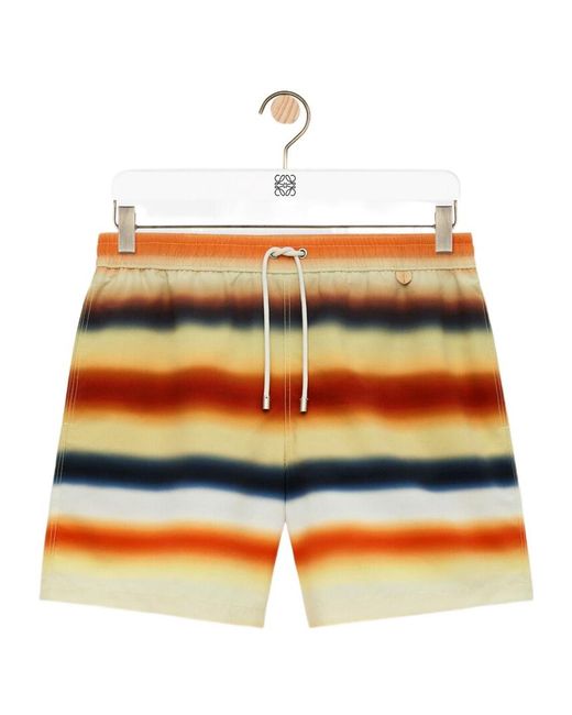 Loewe Orange X Paula Ibiza Striped Swim Shorts for men