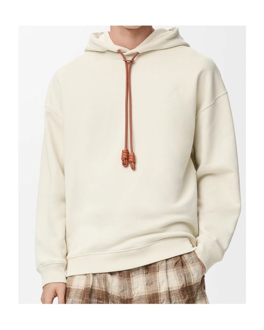 Loewe White Relaxed Fit Drawstring Hoodie for men