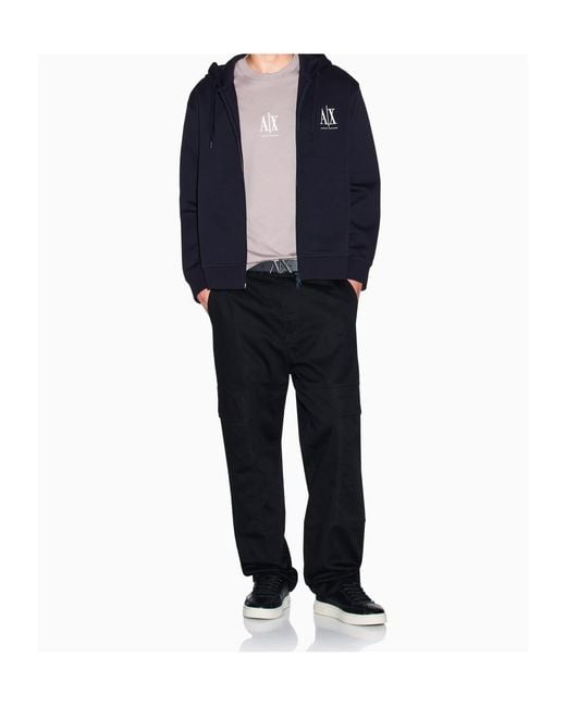 ARMANI EXCHANGE Blue Logo Hoodie for men