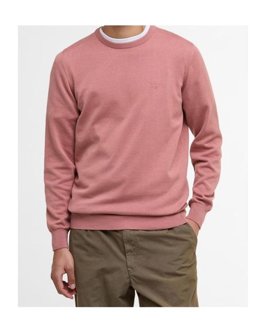 Barbour Pink Crew-Neck Cotton Jumper for men
