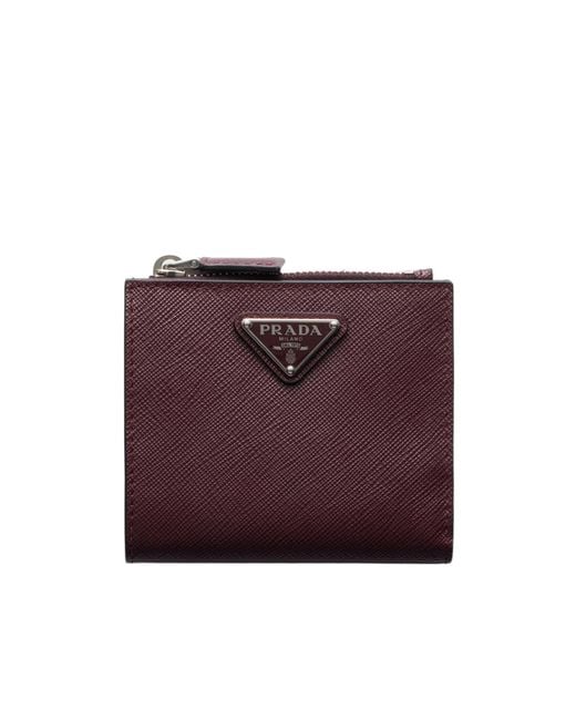 Prada Purple Triangle Logo Saffiano Leather Wallet for men