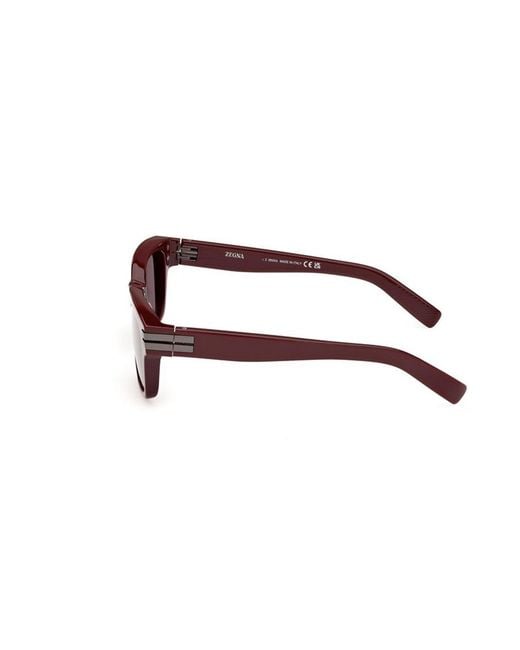 Zegna Brown Rectangle Frame Sunglasses for men